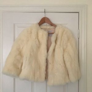 Faux Fur Jacket 3/4 sleeve (cream colour)
